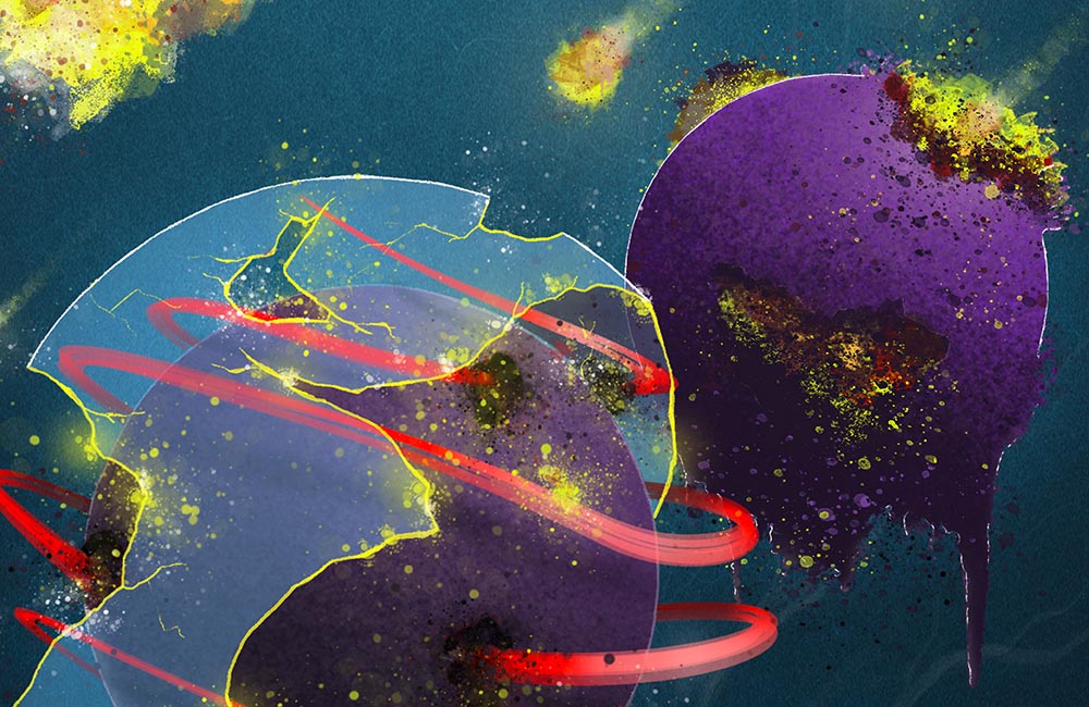 stilisierte Abbildung eisenabhängiger Zelltod CLL_Universitätsmedizin Magdeburg